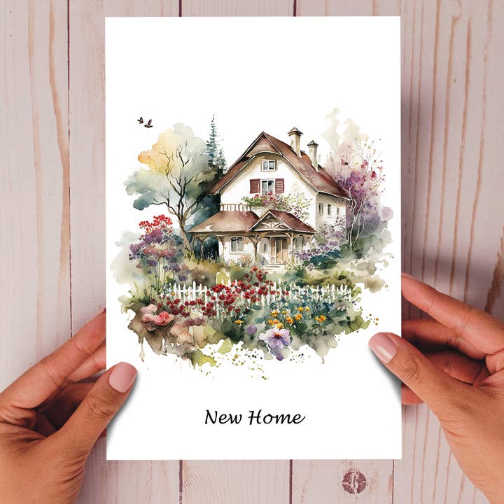 Homemade Hollydays Wholesale - Wholesale Housewarming Card - New Home Cute Country House Art Card - New Home Card