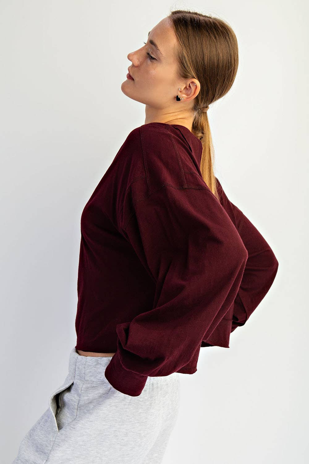 Rae Mode - Wholesale Lounge Top - Women's - COTTON SLUB OPEN BACK LONG SLEEVE TOP17