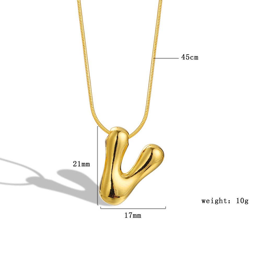 The Classy Cloth WS - Vente Colliers à pendentif - Collier avec initiale en forme de lettre à bulles - Gold RTS19