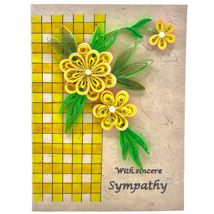 Lokta Cards - Wholesale Sympathy Card - Sympathy - Quilled Flower Greeting Card