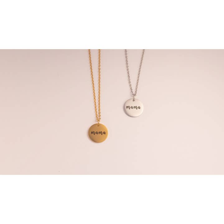 Mama Disc Necklace for wholesale by Rhoadside Boutique