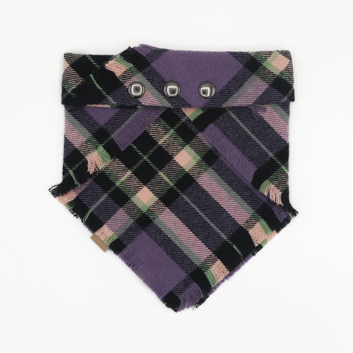 The Luminous Pets - Wholesale Pet Bandana - Dog - Purple Plaid Bandana | Cat & Dog Bandana |Adjustable Snap On