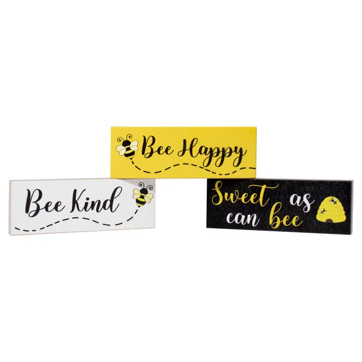 JennyGems - Wholesale Sign - Bee Happy Bee Kind Sweet As Can Bee™ 3 Piece Wooden Blocks2