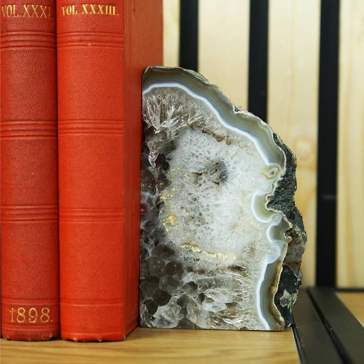 Curated Studio - Wholesale Bookend - Crystal Geode Bookends Natural Gemstone Fossil2
