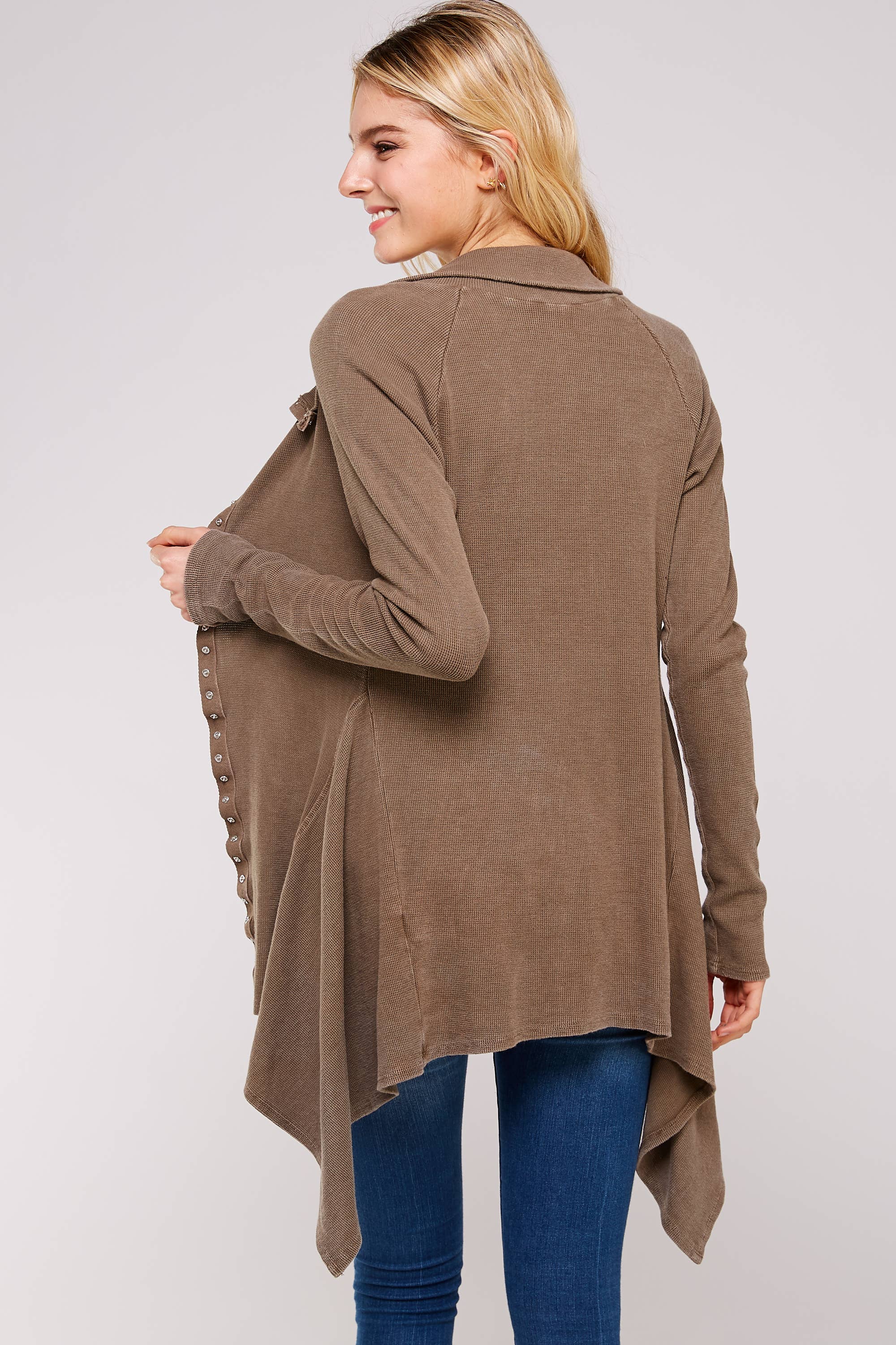 Urban X Apparel – Blusão - Mulher por atacado – Jaqueta térmica de botão lavado Urban X L/S com gola54