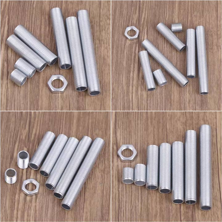 Ledsone - Wholesale Craft Supplies - 5 x M10 Threaded Aluminum rod Nipple hollow tube in various length ~ 28981