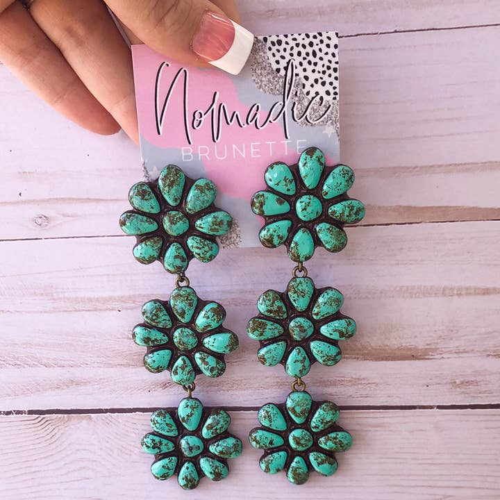 Nomadic Brunette - Wholesale Dangle Earrings - The Wynette Earrings- Turquoise Stone1