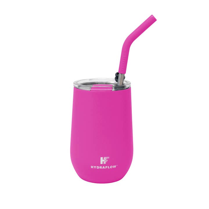HYDRAFLOW - Wholesale Insulated Mug/Tumbler - 14 OZ - SOUL WINE TUMBLER W/ STRAW - EVERYDAY