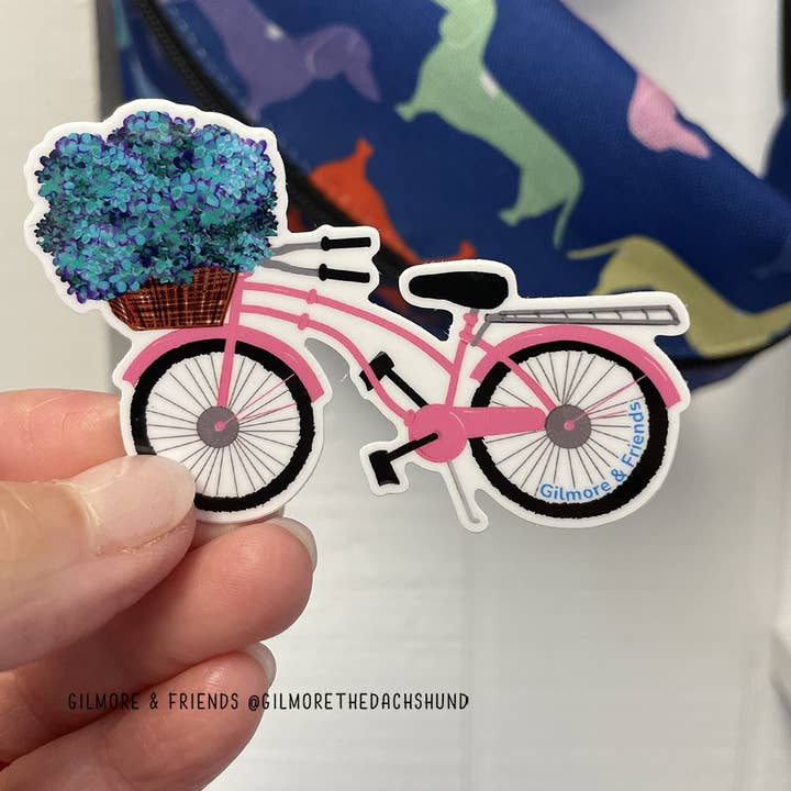 Pegatina The Hydrangea Thief, pegatina rosa veraniega para bicicleta para venta al por mayor de Gilmore & Friends