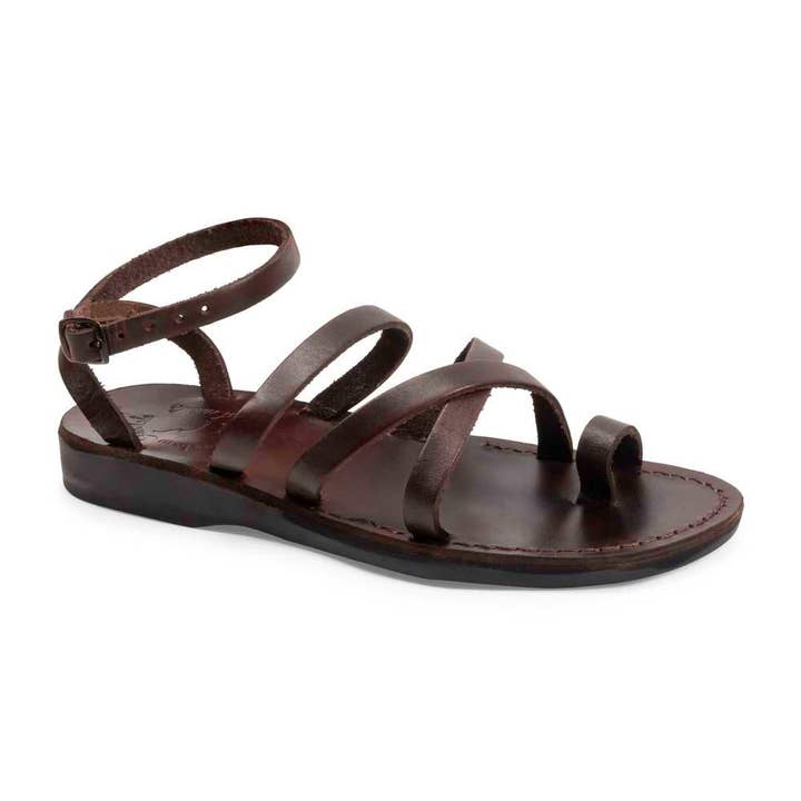 Jade - Toe Ring Strappy Flat Sandal | Brown for wholesale on Faire