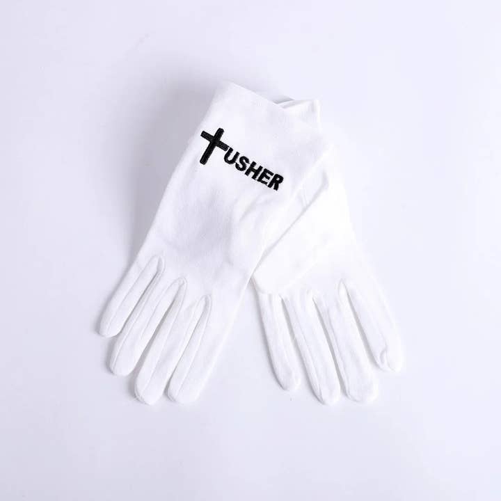White Usher Glove - Small - Usher and Cross in Black for wholesale by Swanson Christian Products