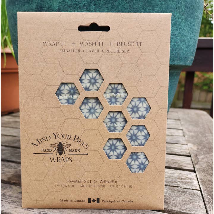 Embalagens Alimentares de Cera de Abelha - Conjunto Pequeno ou Grande Estampa Estrela Nórdica por atacado de Mind Your Bees Handmade Wraps