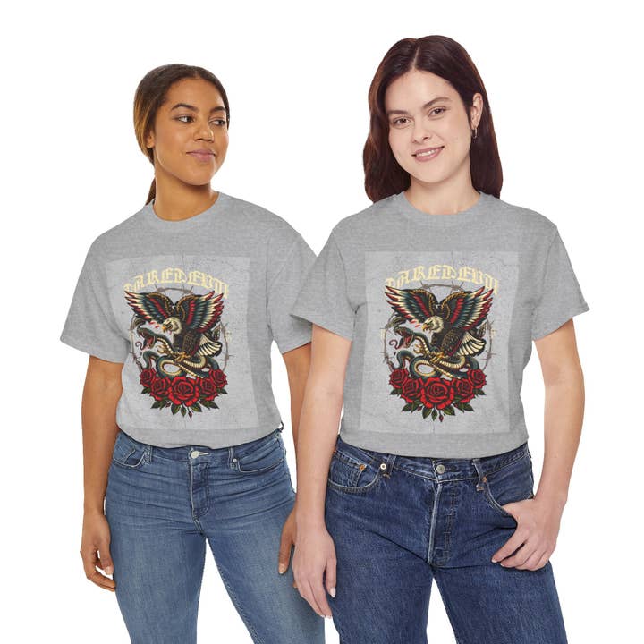 Eagle and Cobra Embellished Unisex Heavy Cotton Tee: Sustainable Comfort with Style for wholesale by FG Apparels