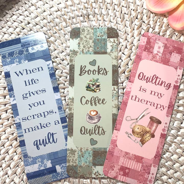 Bookmarks for Quilters - Set of 3 - Shabby Chic Designs - Gifts for Quilters for wholesale by Ann Gregory Designs LLC