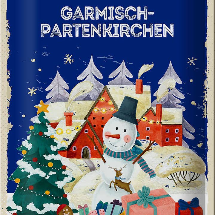 GARMISCH-PARTENKIRCHEN Christmas Greetings Tin Sign 20x30cm for wholesale by Femer