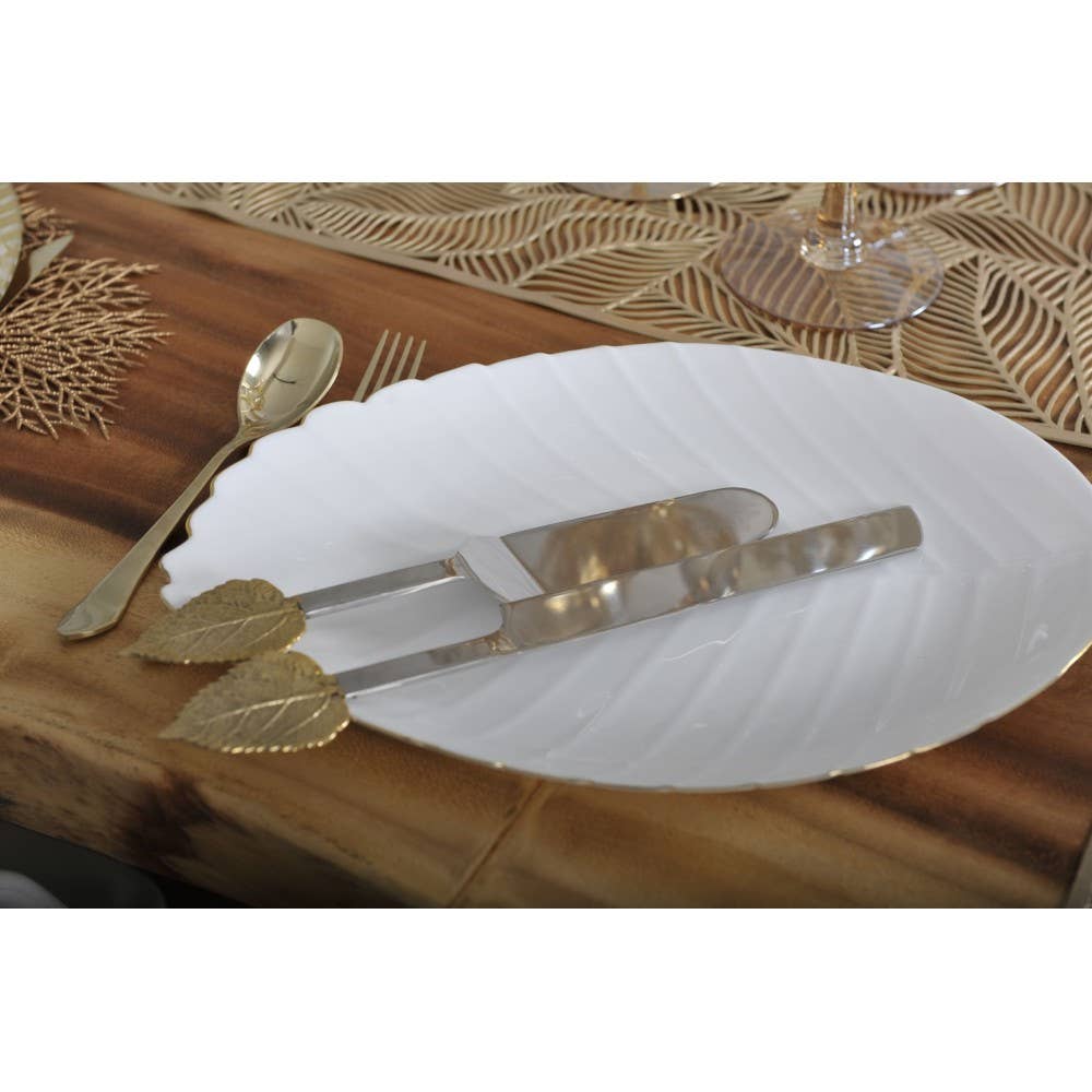 AULICA - Wholesale Charger - White leaf presentation plate 37cm1