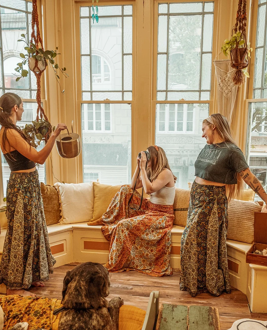 Gardenbelle Shop - Vente Pantalon – femme - Pantalon à jambes larges hippie bohème patchwork, pantalon fluide3