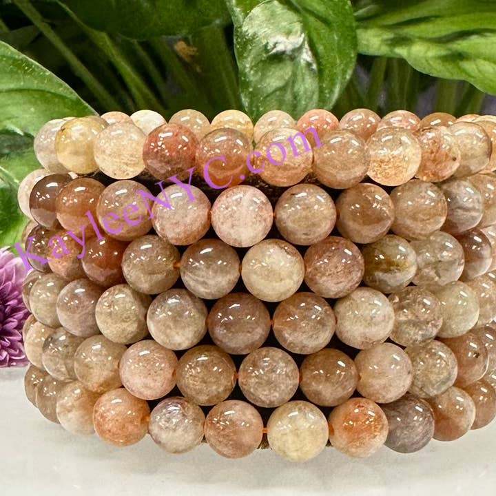 Sunstone 8mm 7.5” Stretch Bracelet for wholesale by KayleeNYC