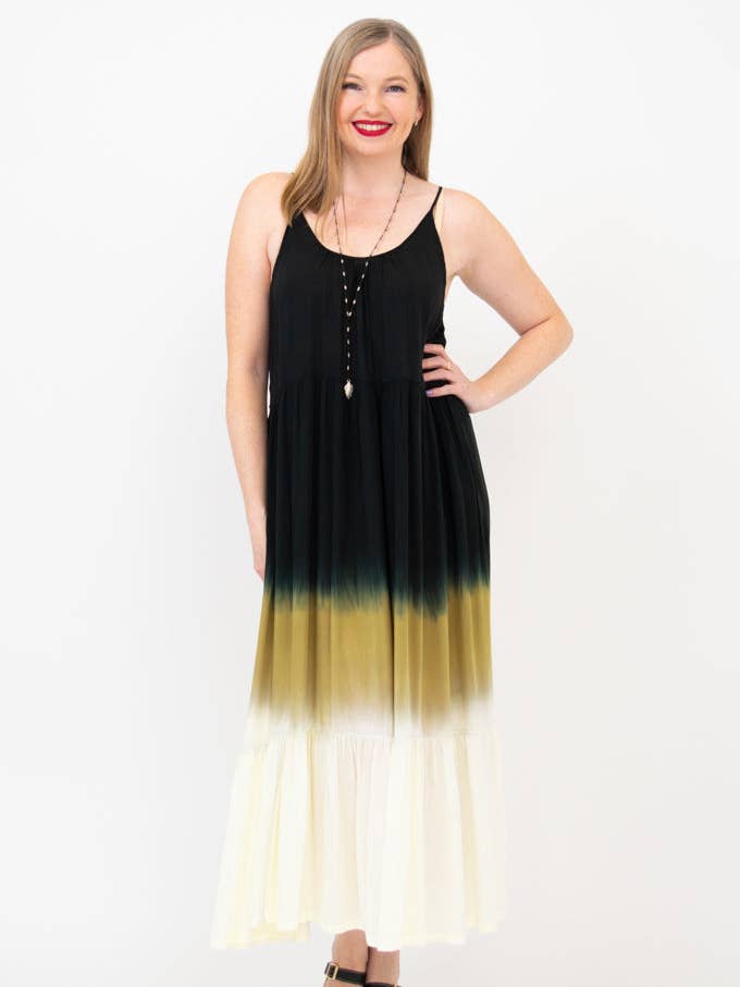 Vestido Boha, negro teñido por inmersión para venta al por mayor de Blue Sky Clothing Co LLC