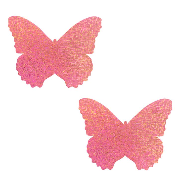 Bella Rosa Pink Gold Shimmer Butterfly Nipple Cover Pasties for wholesale on Faire