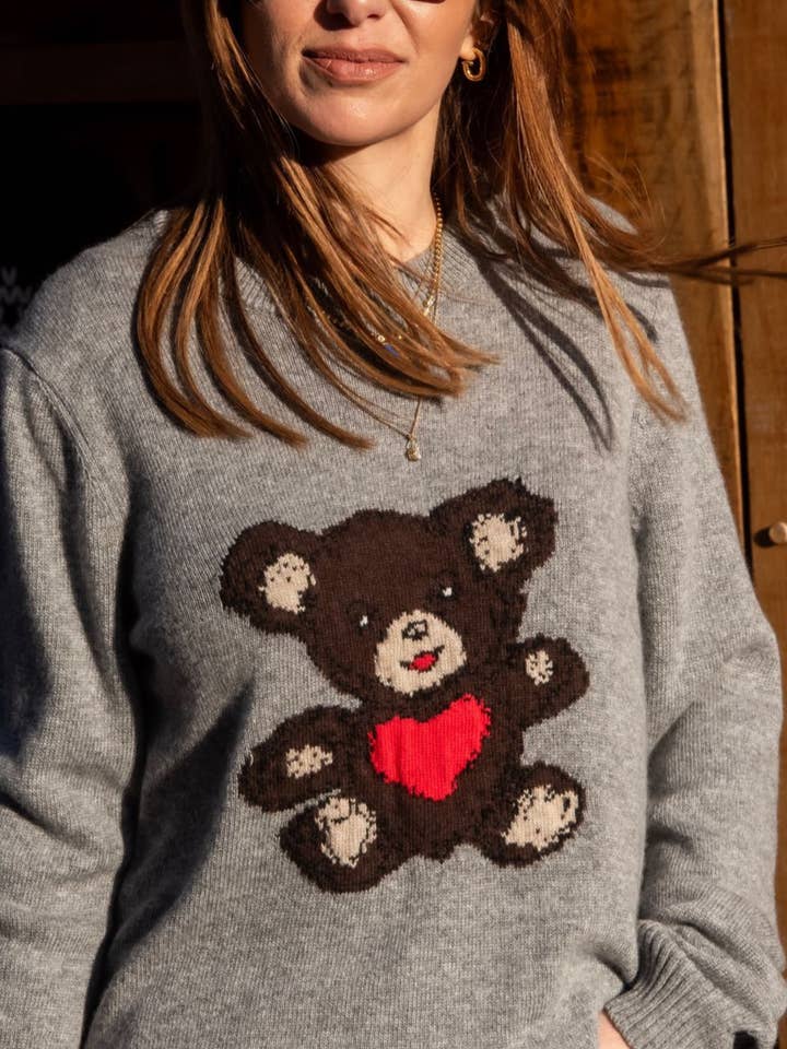 Valentine Bear Tröja - Grå för wholesale av Libby Loves