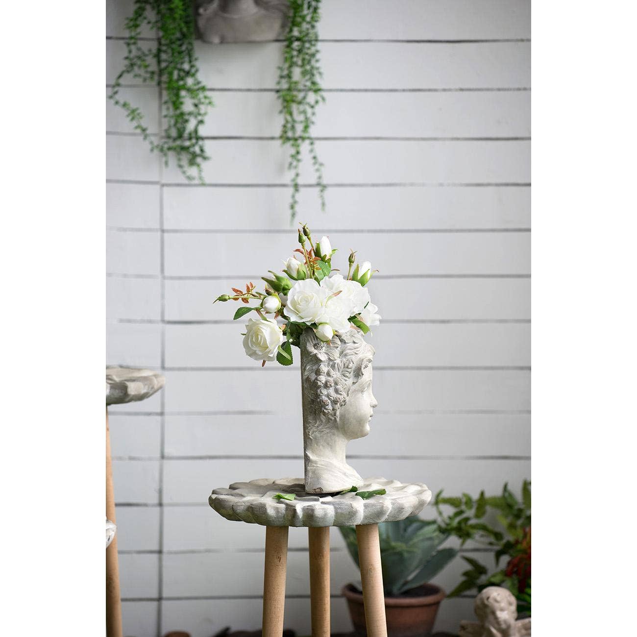 A&B Home Group Inc. - Wholesale Plant Pot - 8x4x9" Gray Cement Bust Wall Planter2