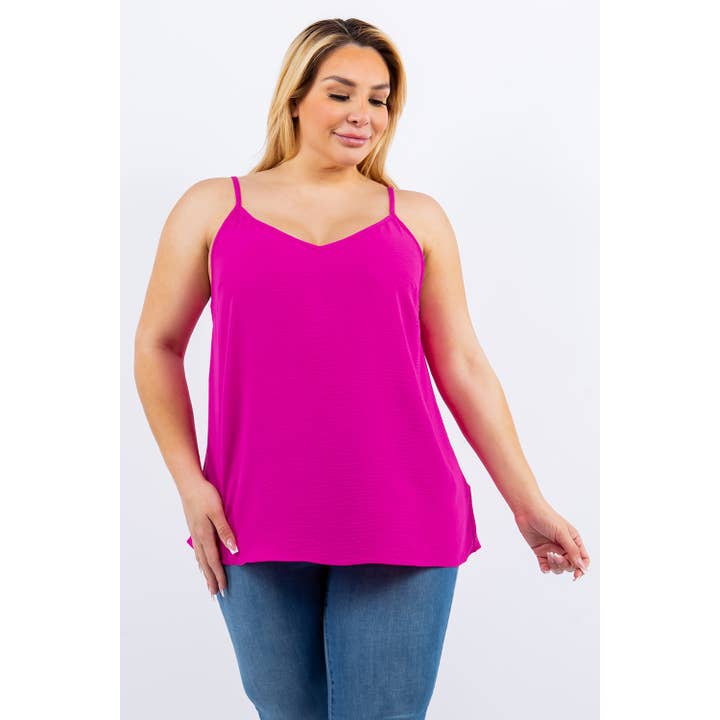 PLUS SIZE V NECK RELAXED FIT CAMI TANK TOP for wholesale by Curve Market