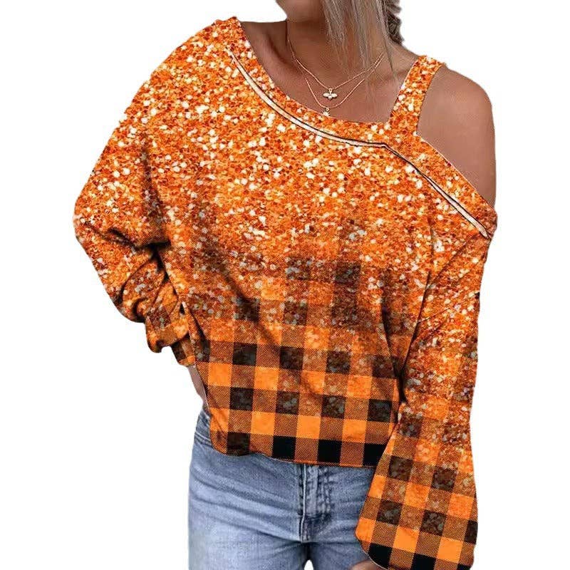 SALINA TRADING INC - Wholesale Graphic Sweatshirt - Women's - Halloween Women Cool Shoulder Sweatshirt with 3D Effect16