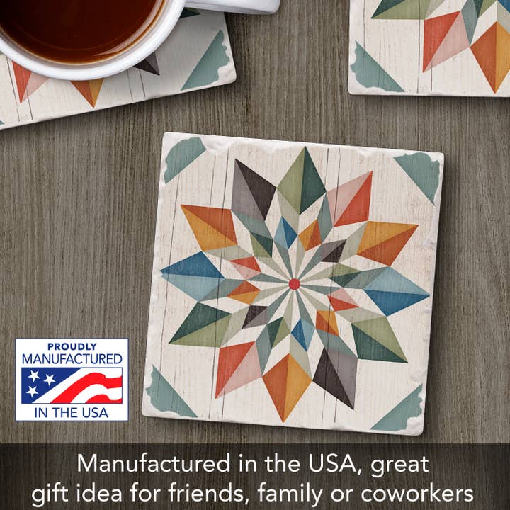 CounterArt/Highland Home/Thirstystone - Wholesale Coasters - Hex Star Single Absorbent Stone Tumbled Tile Coaster1
