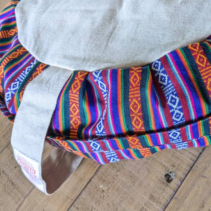 Shakti.ism - Wholesale Meditation Supplies - Half-moon meditation cushion cover with strap, yoga bolster pillow handmade in Nepal2