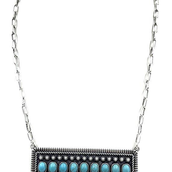 Collana con piastra in metallo a bolle di pietra occidentale per la vendita all'ingrosso da parte di Snowing West