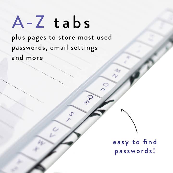 Makewells - Vente Journal intime - Carnet de mots de passe avec onglets alphabétiques et bracelet3