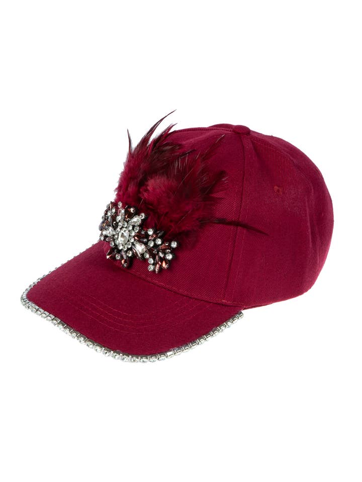 Feather Rhinestone Baseball Cap for wholesale by Ole