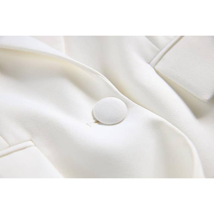 Calista White Rhinestone Arm Blazer & Pant Two Piece Set for wholesale on Faire6