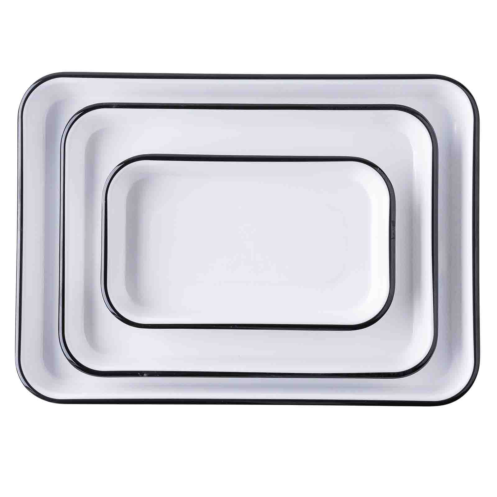 TableCraft Products Company - Wholesale Serving Tray - Canteen Collection Melamine Tray, White/Black, 13 x 9.5"7