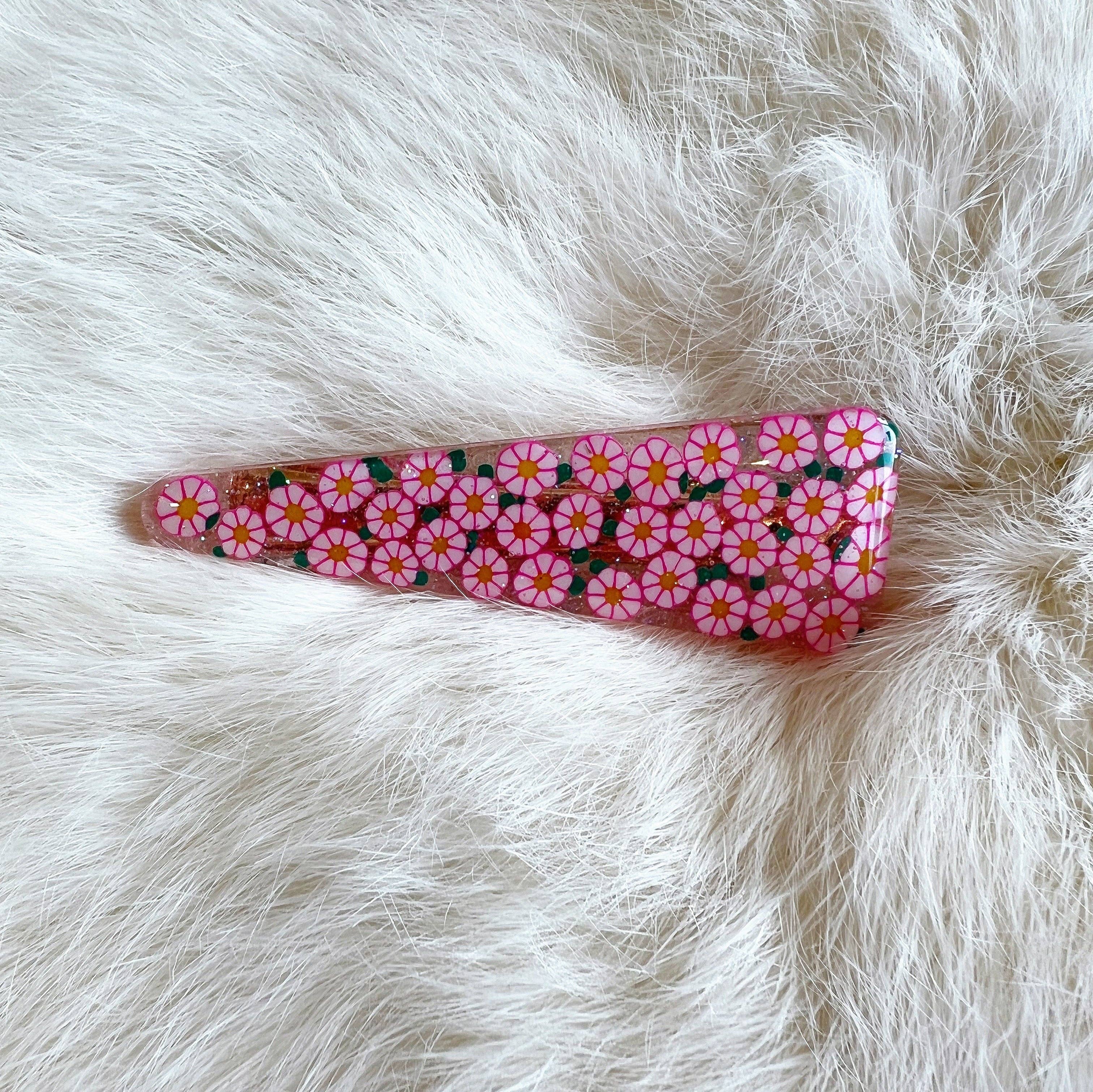 Coco's Musings - Wholesale Hair Clip - Women's - Garden Party Pink Daisies Hair Clips4