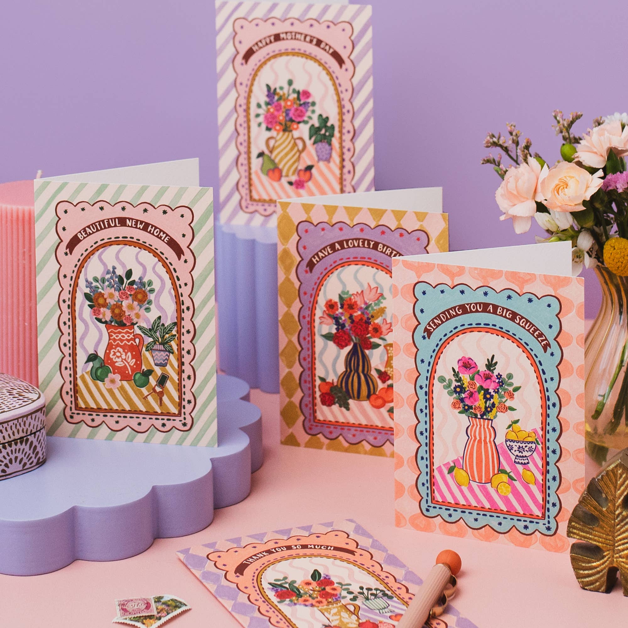 Jessie Maeve Studio - Wholesale Birthday Card - Lovely Birthday Card - Maximalist Fruit & Flowers Still Life5