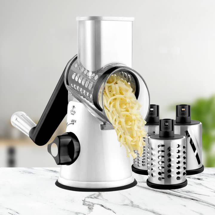 Zulay Kitchen - Wholesale Grater - Cheese Grater Hand Crank with 3 Replaceable Blades