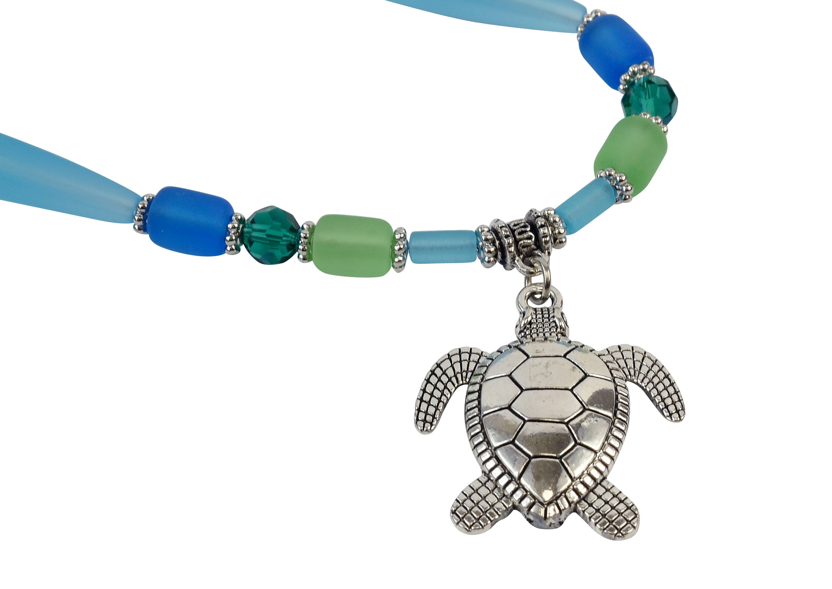 Snazzy and Co - Wholesale Beaded/Pearl Necklace - Sea Turtle Beach Glass Statement Necklace1
