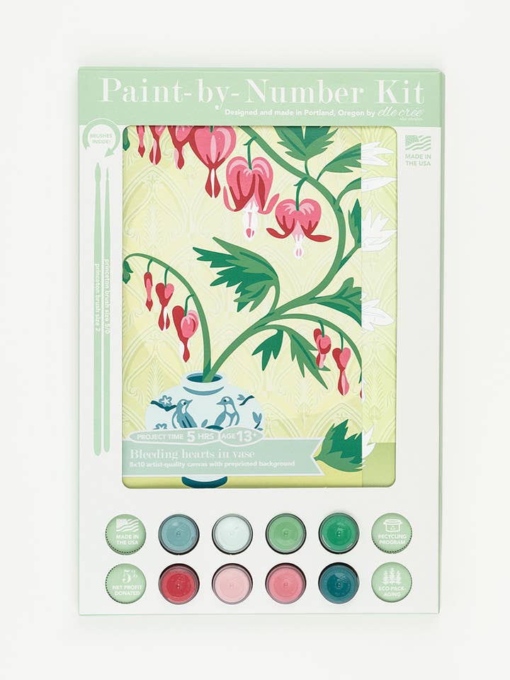 Bleeding Hearts in Vase Paint-by-Number Kit for wholesale by Elle Crée (She Creates)
