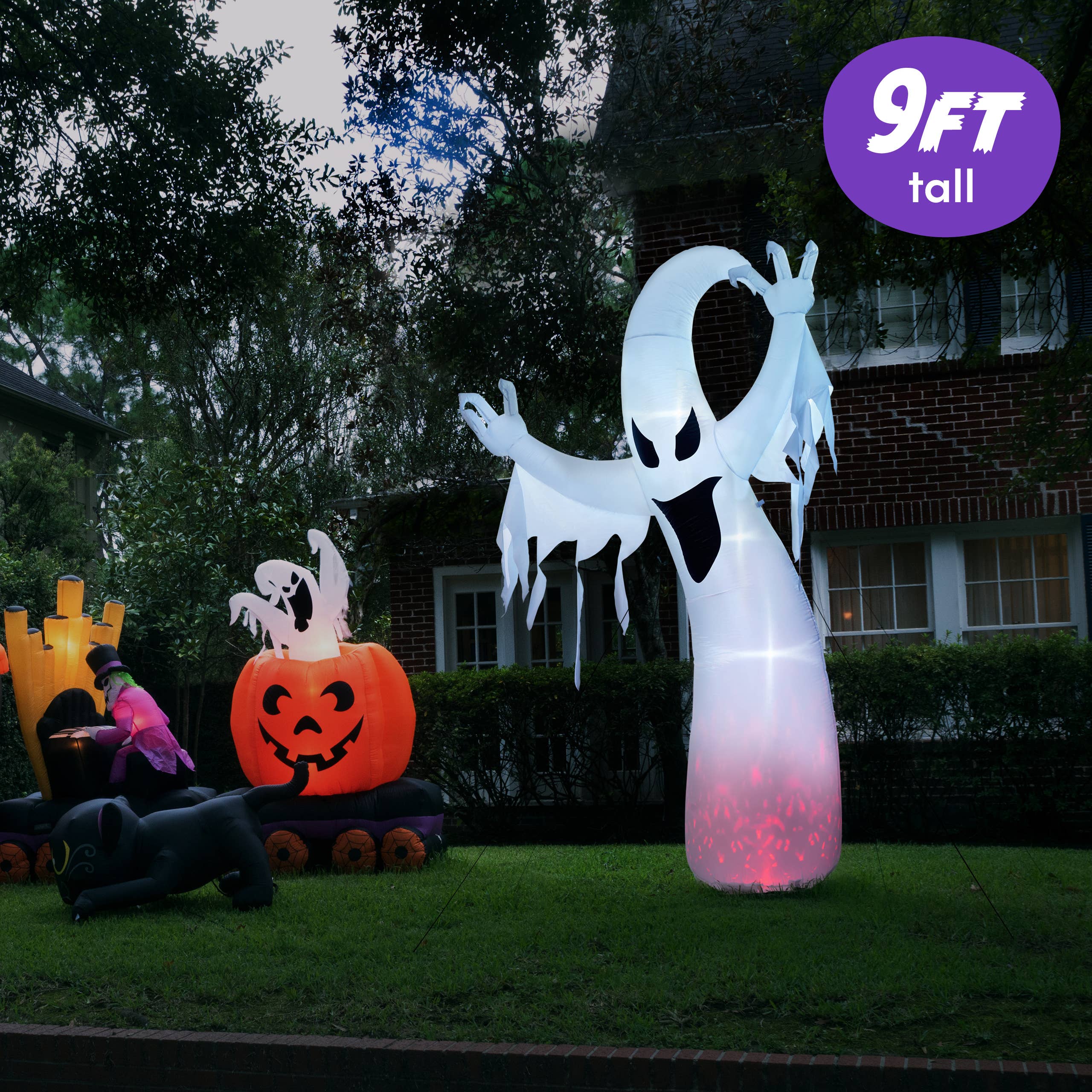 The Twiddlers - Wholesale Inflatables - Halloween Giant Inflatable Ghost - 9ft Mains Powered LED7