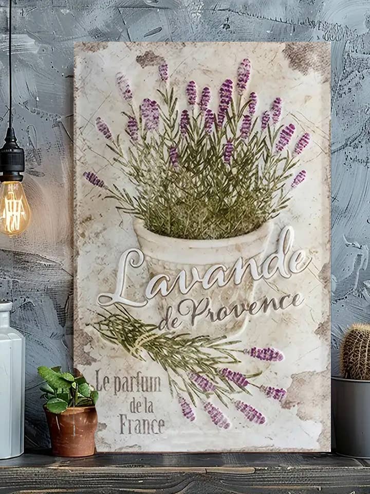Lavende de Provence Floral French Metal Sign for wholesale by Bad Bunny Designs