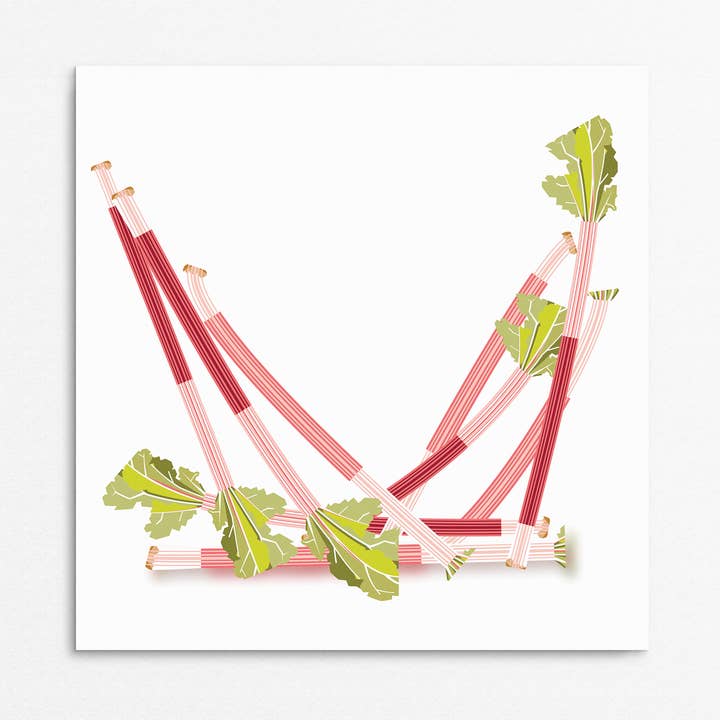 'Rhubarb' Foodie Greetings card for wholesale by Rachel Hunt Illustration