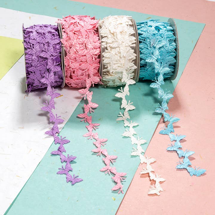 Pastel Butterfly Ribbon –10m Fabric Trim for Crafts & Gifts for wholesale by Globe Enterprise