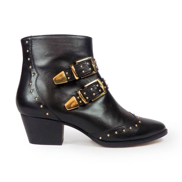 Jessy Black Leather Western Booties for wholesale on Faire0