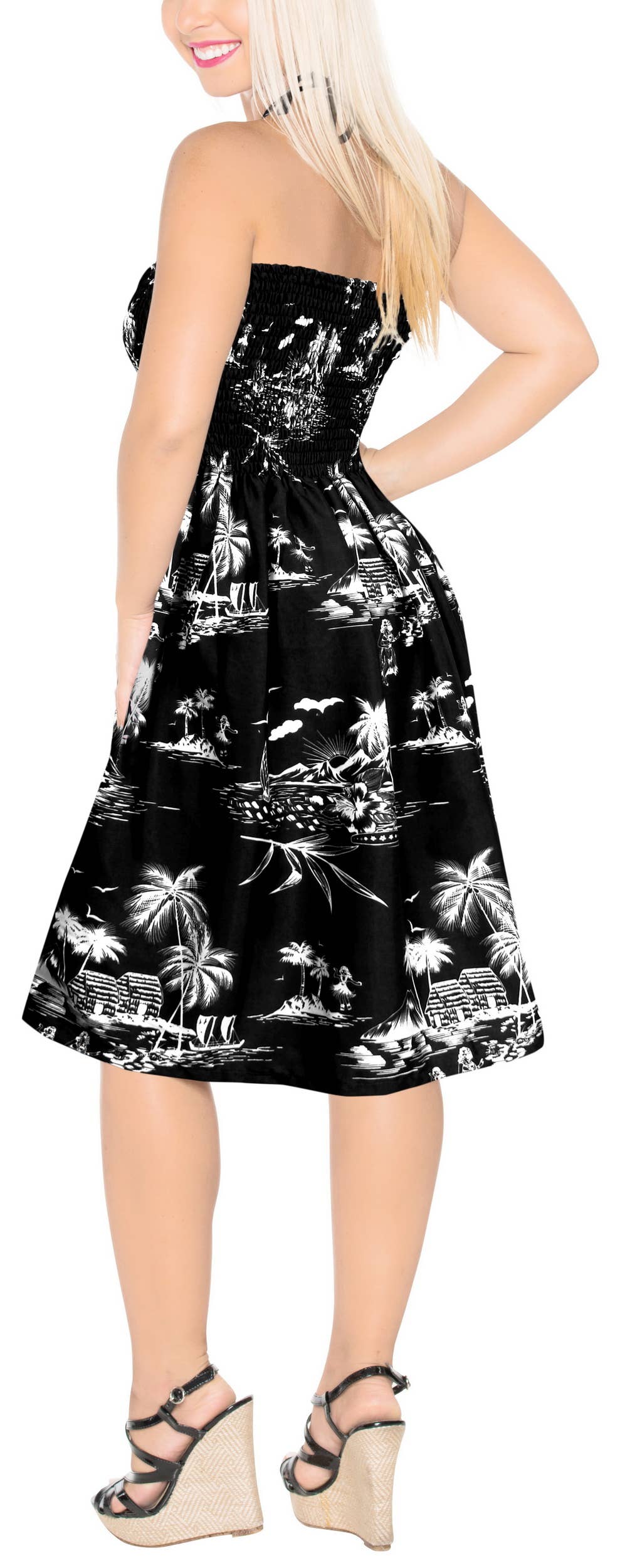 LA LEELA Women Sleeveless Evening Dress L-XL Jet Black-AB377 for wholesale on Faire3