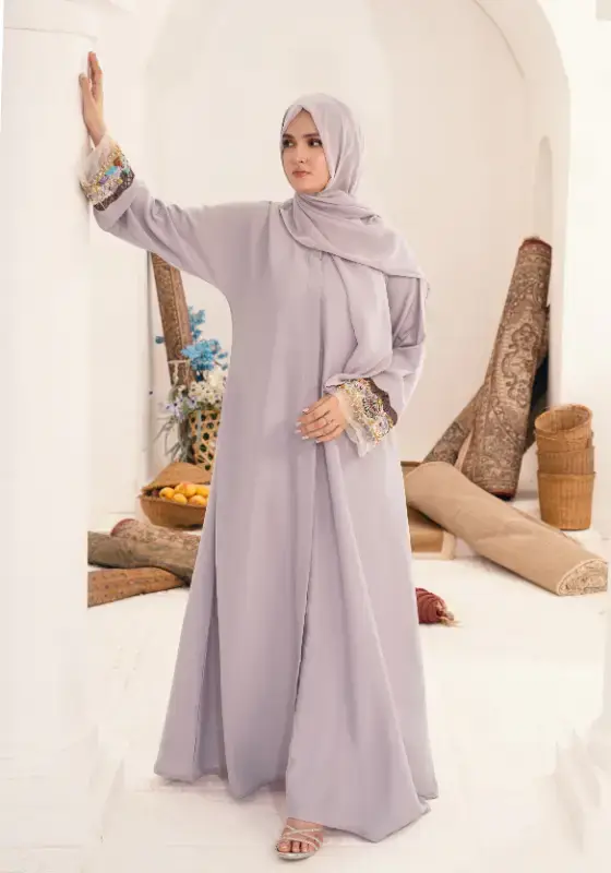 Multi Colored Light -Lilac Embellished Abaya for wholesale on Faire3