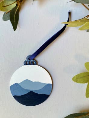 3 inch Mountain Ornament (White Background) for wholesale by 704 North Design co