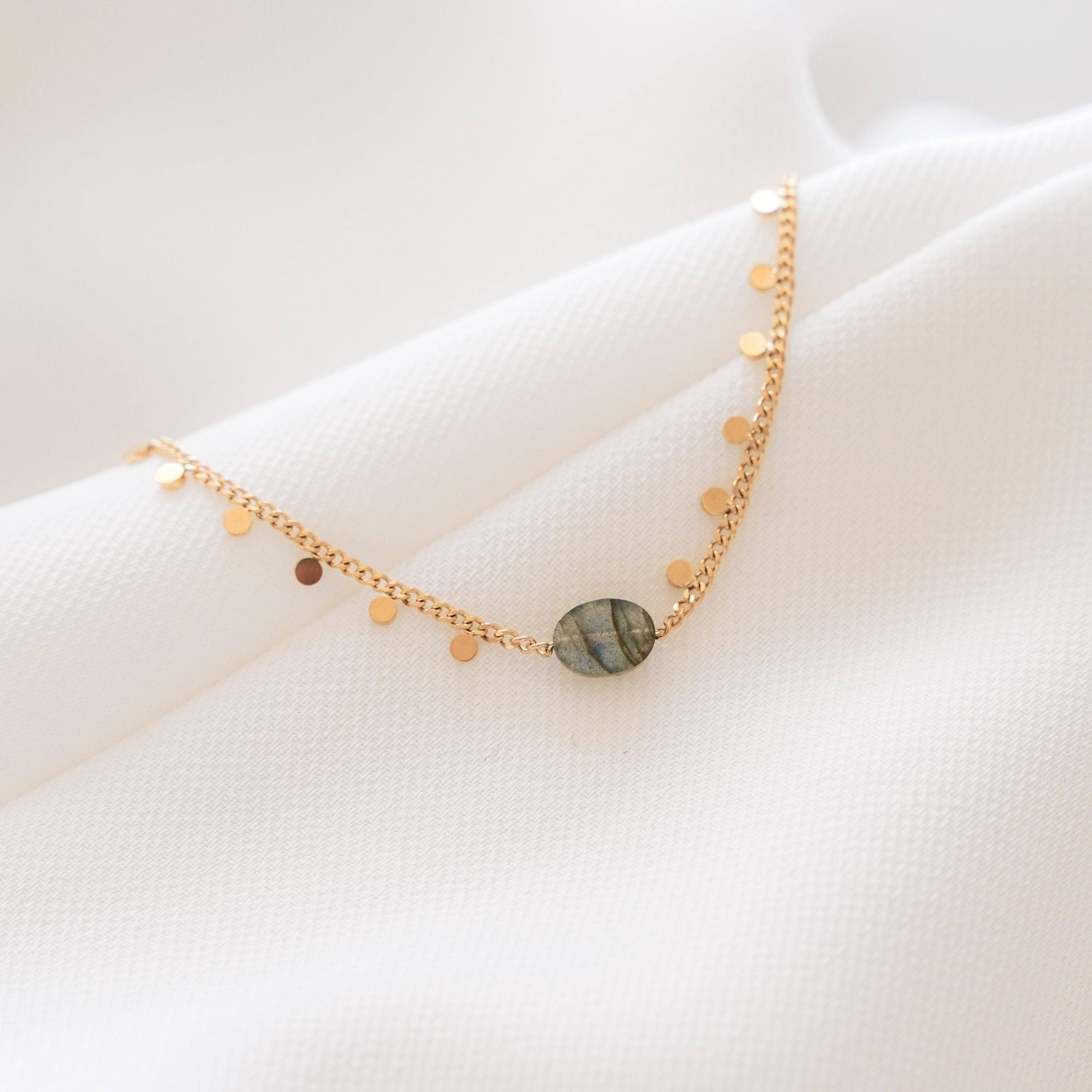 Victoire Collection - Wholesale Link & Chain Bracelet - Stainless steel bracelet with natural labradorite stone1