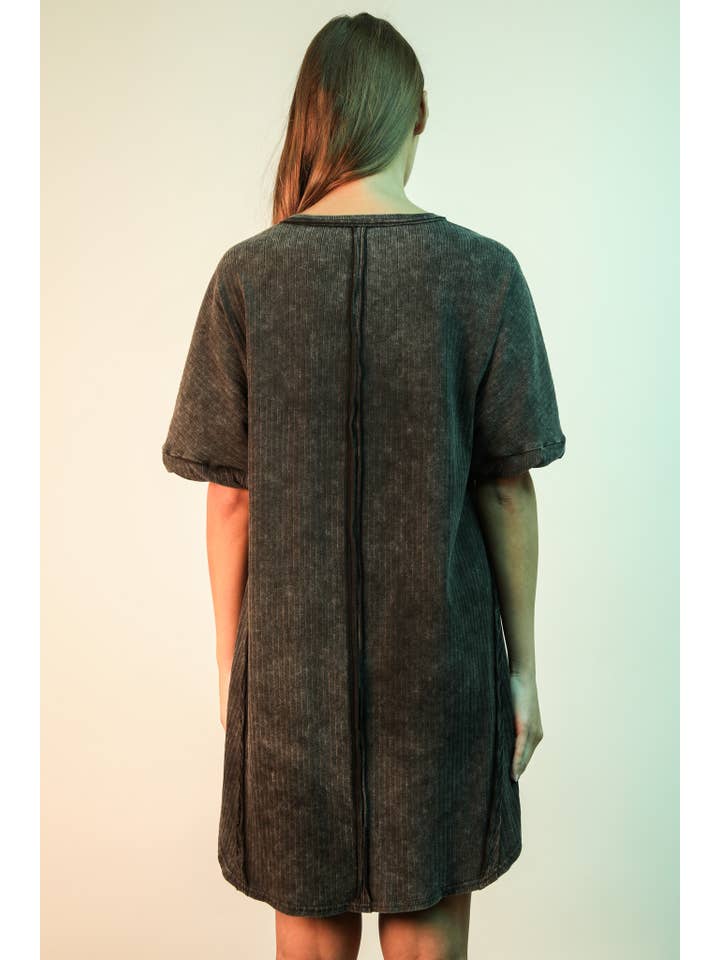 VERY J - Vente Robe – femme - Mini-robe droite en tricot côtelé délavé minéral ND316362